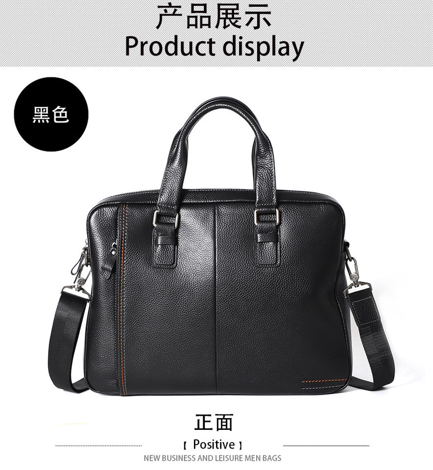 Túi xách tay nam da bò lớp đầu 28×38×8 cm kiêm túi đeo chéo, đựng laptop 13 inch — Màu cà phê, Màu xanh lam, Màu đen chi tiết 16