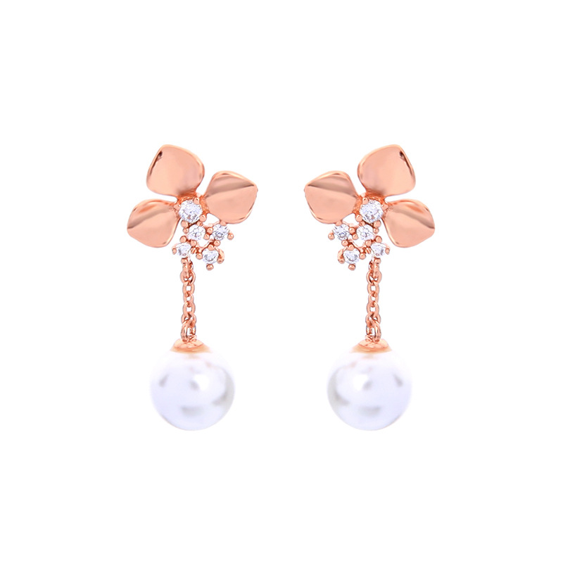 Korean Version Of The Simple Mori Leaf Earrings New Diamond 925 Pure Silver Earrings Female Temperament Pearl Earrings Me98310 display picture 11