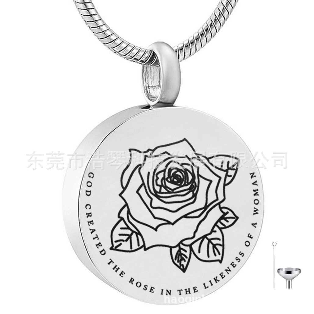 Мемориал домашних животных волос остается кости пепел ожерелье титана стали Круглый Роза пепел шкатулка кулон флакон духов