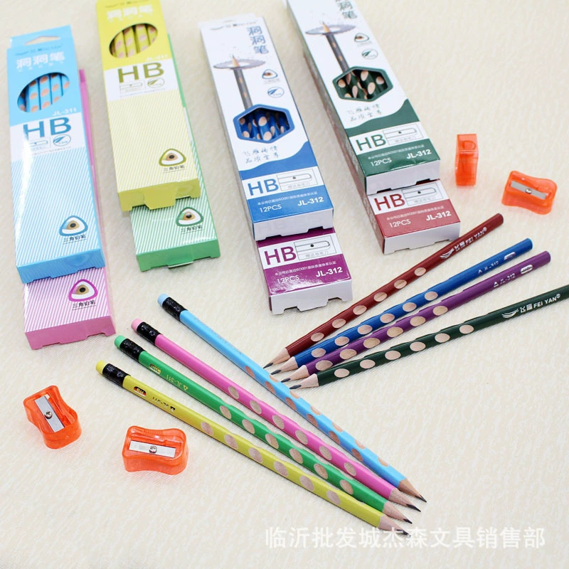 Feiyan деревянная ручка с отверстиями для карандашей треугольный стержень с точилкой для карандашей Color Touch Head кожаная головка HB карандаш