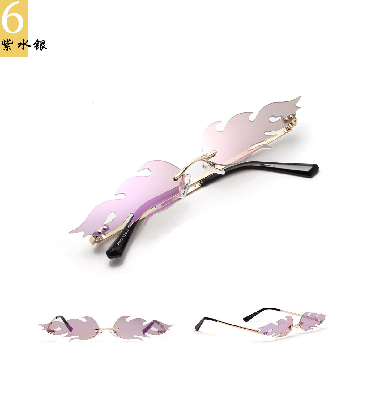 Fashionable Flame Reflective Sunglasses Dazzling Colors Fireworks Female Party Bar Sunglasses New Metal Glasses display picture 10