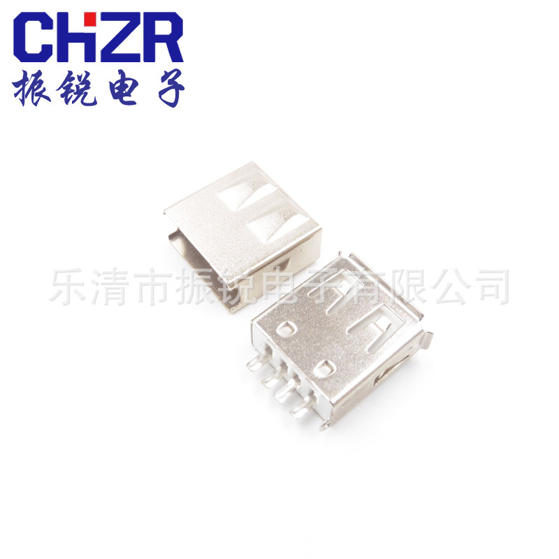 USB母座焊线式带护套 USB插座 USB2.0连接器卷口压注塑胶母座