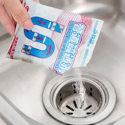 家用白色袋裝強力管道疏通劑 下水道清潔劑 衛生間馬桶堵塞清潔劑