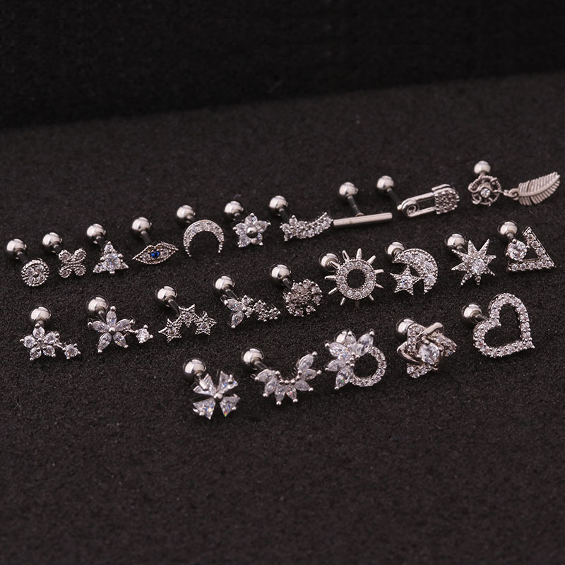 Ear Cartilage Rings & Studs Lady Flower 316 Stainless Steel  Copper display picture 5