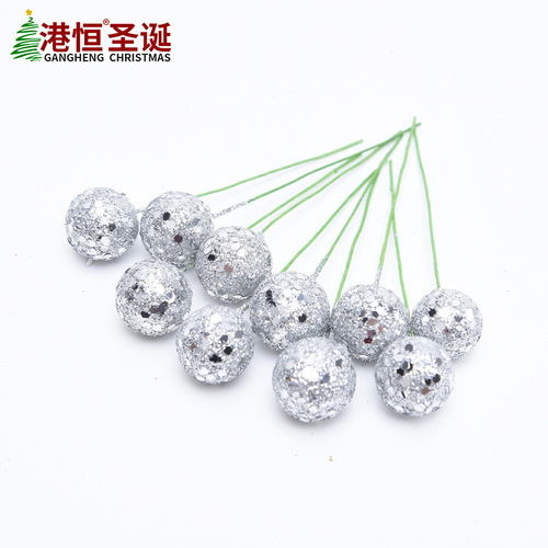 Glitter powder Christmas fruit berries simulated foam small red fruit Christmas tree diy decorations accessories photo props