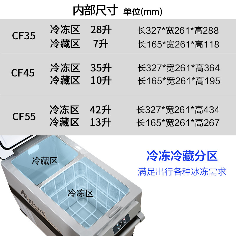 冰虎Alpicool压缩机车载冰箱55L大容量车家两家快速冷冻可达零下2