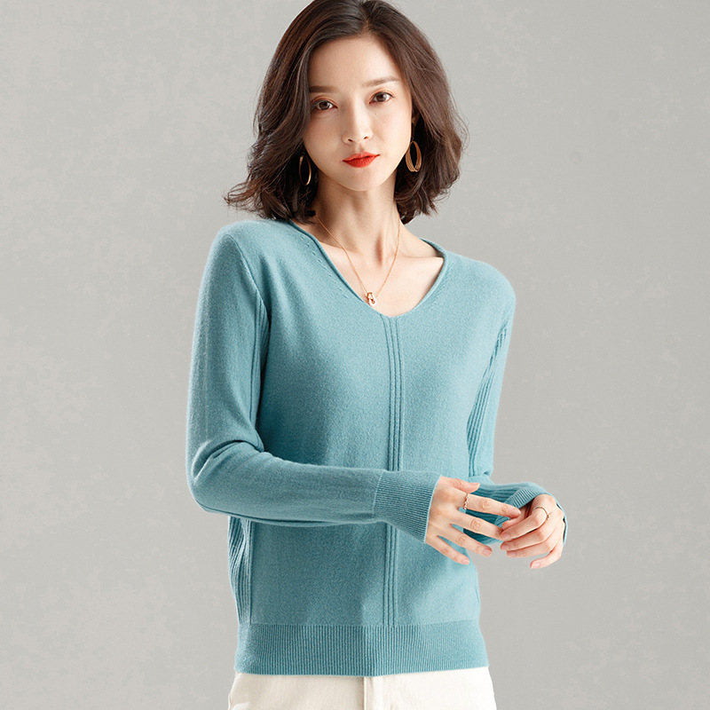山羊绒毛衣女 2019秋冬新款内搭短款套头鸡心领羊毛针织衫打底衫|ms