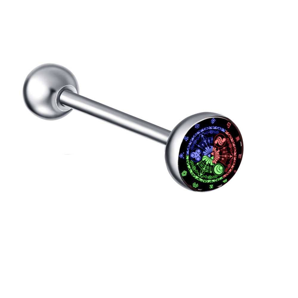 Mixed Color Pattern Stainless Steel Straight Barbell Tongue Piercing Jewelry Insect Style Ethnic detail image 22