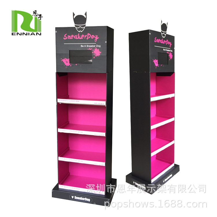 高档产品纸展示架纸货架含LCD 播放器可循环播放广告