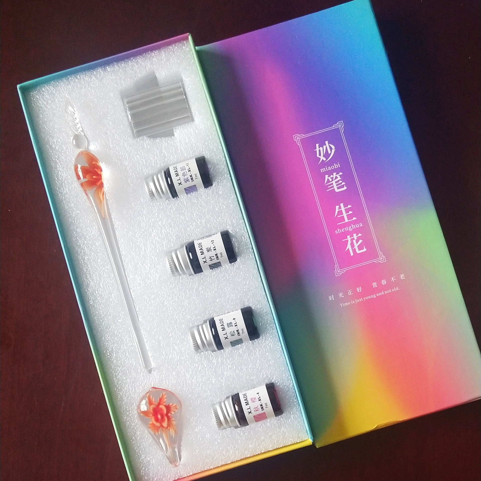 Glass set, gift box, rollerball pen, Birthday gift