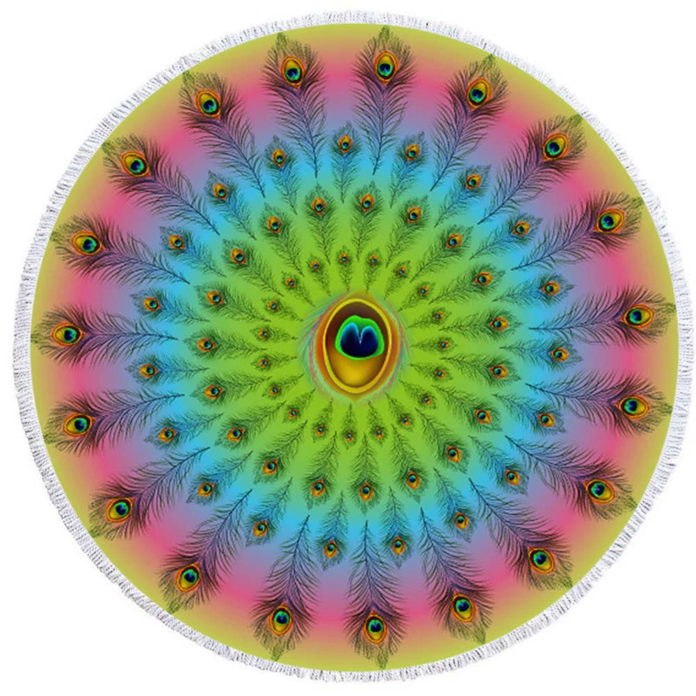 2 день мода волосы Мандала круглый печатных пляжное полотенце из микрофибры пляж Подушка 150 кисточкой края