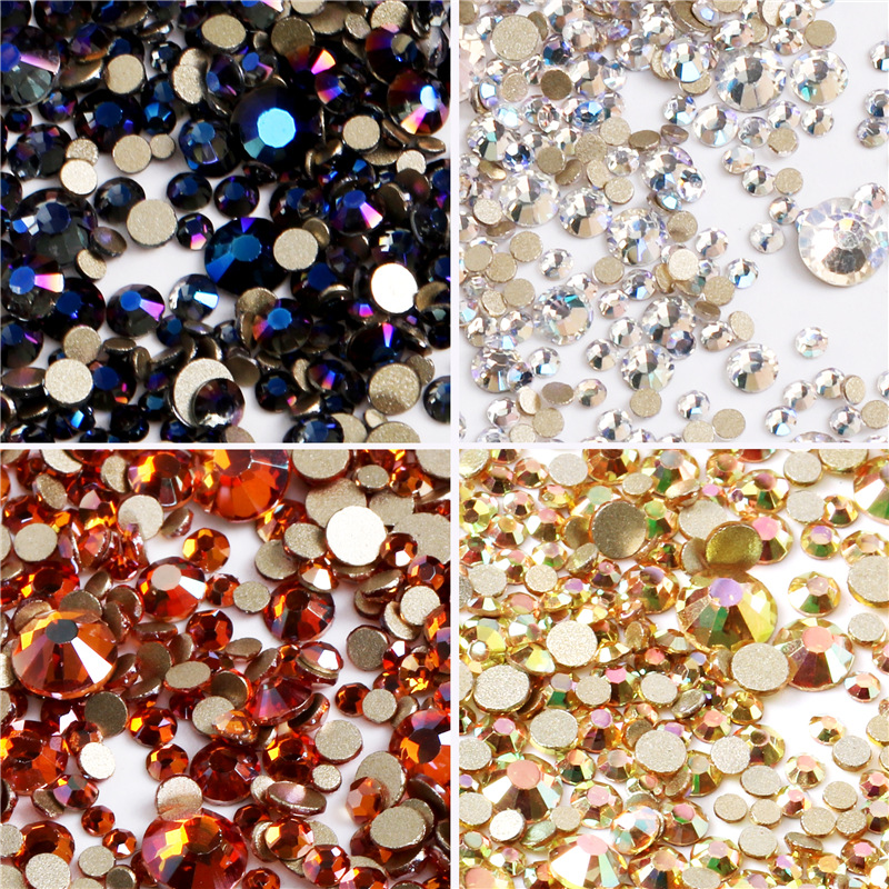 Transfronteriza especial manicura alta plata plana diamante fototerapia color mágico AB rhinestone decoración diamante brillante tamaño mezclado 1440 piezas