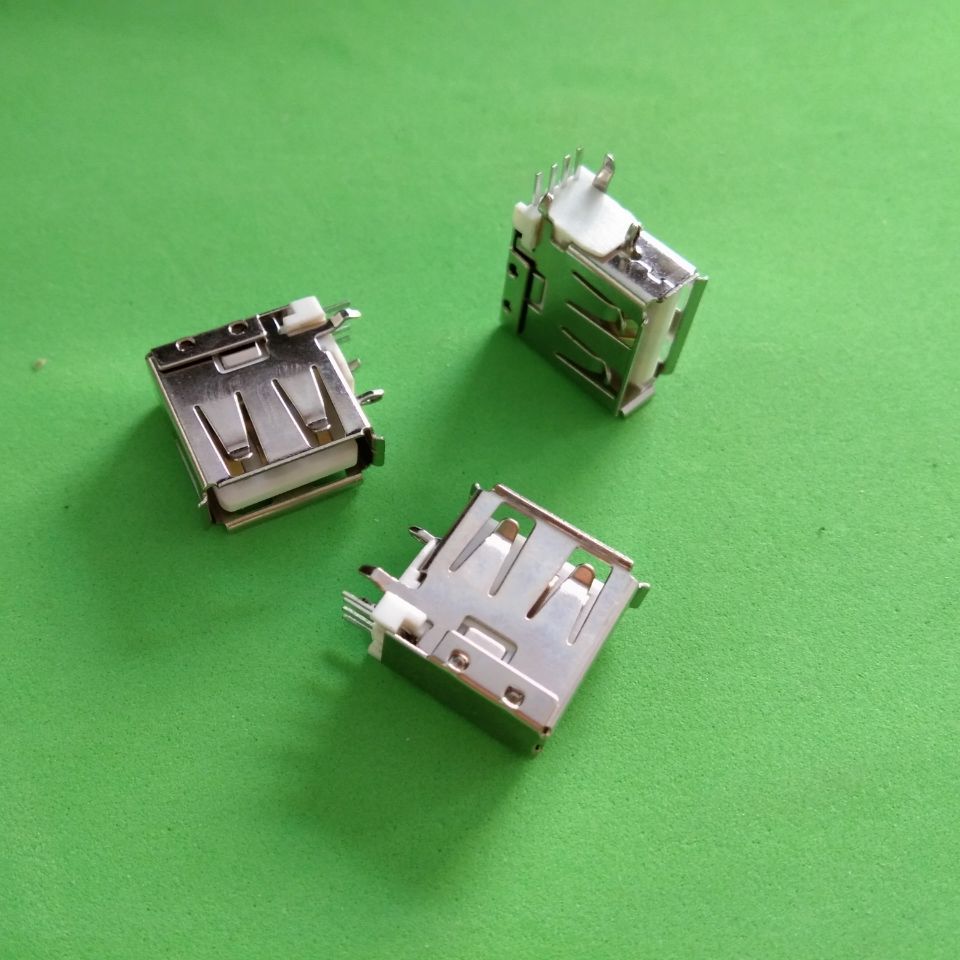 供应USB插座 AF90度侧插13.7 卷边USB接口插座