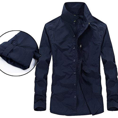 65101 Spring and summer men's outdoor mountaineering long-sleeved loose quick-drying shirt thin breathable quick-drying shirt large size