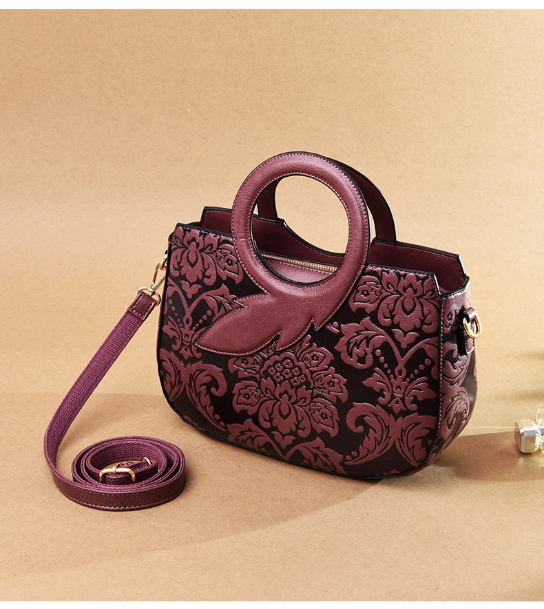 Women's bag retro flower women's shoulder messenger bag fashion large capacity women's handbag_voghion.com