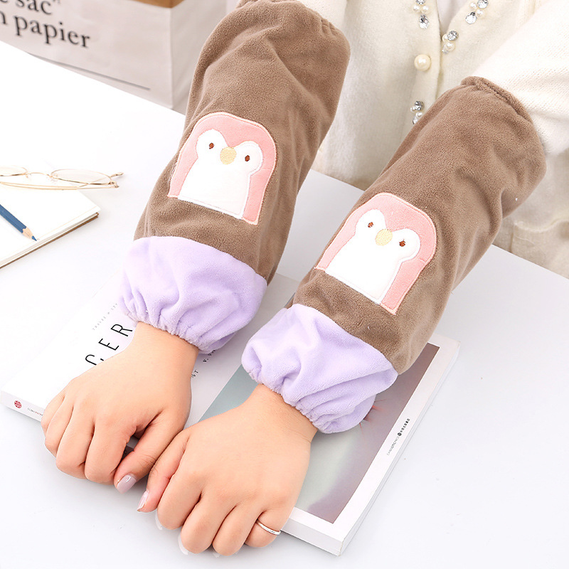 成人毛绒袖头冬季韩版可爱卡通袖套套袖女长短款学生简约袖筒01|ms