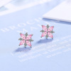 Fresh fuchsia earrings, flowered, Korean style