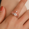 Set, adjustable sophisticated ring, zirconium, Korean style, wholesale