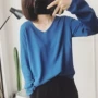 v领套头学生宽松毛衣
