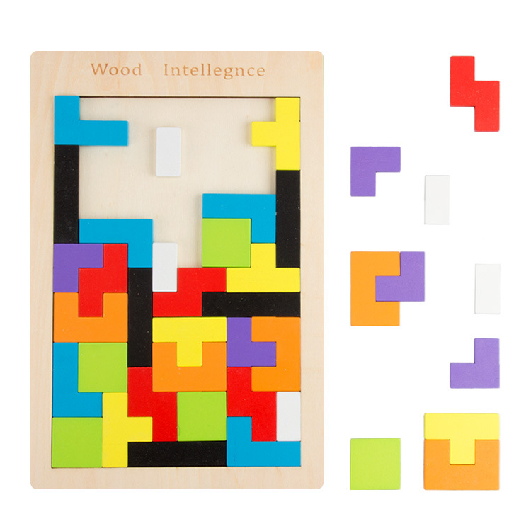 Tetris puzzle building blocks manufacturers direct sales of wooden game Mosaic children early education kindergarten building blocks toys