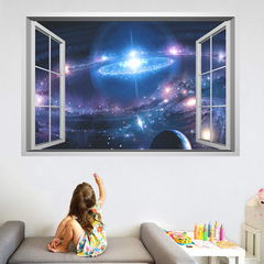 Kunshang cross-border new blue starry sky planet wall stickers living room bedroom children's room decoration KS6731