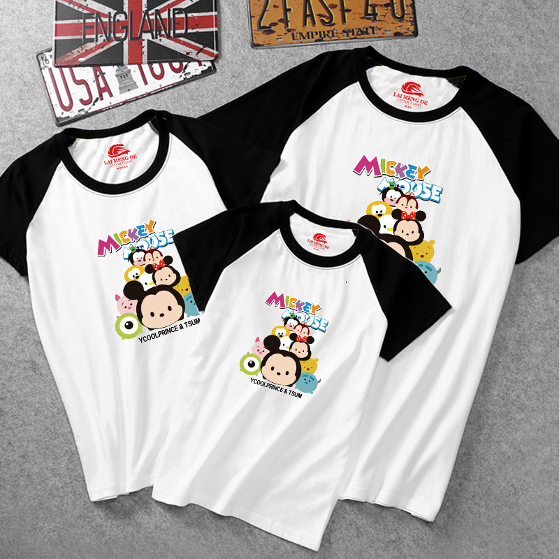 pure cotton 100% With children Summer wear Short sleeved T-shirt men and women leisure time Couples dress jacket wholesale On behalf of