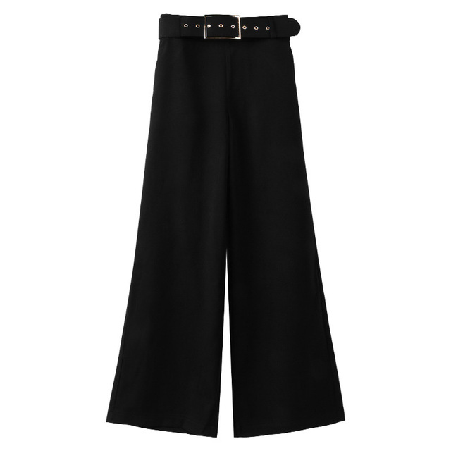 Spring 2019 New Brand Store Women’s Wear Korean Broad-legged Pants， Long Pants， Chic Casual Pants， Girls Girdle Belt