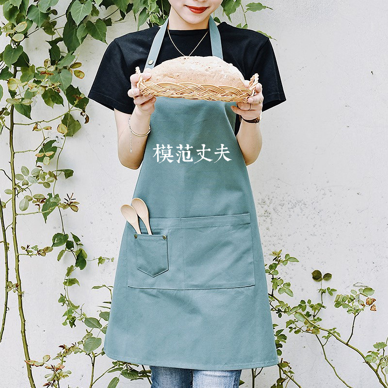 Delantal de cocina puro algodón Corea moda creativa café té restaurante casa los hombres pareja monos