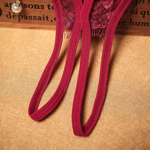 Lace panties for women, low-waisted, transparent, sexy, open, no-take-off, tempting, pearl pendant, sexy thong t-pants 2222