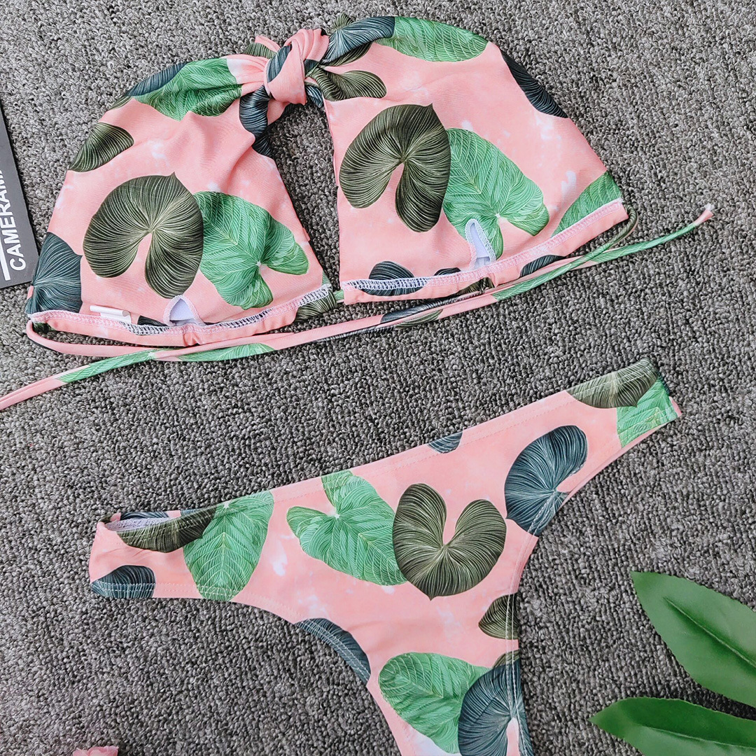 impresión de bikini de traje de baño dividido para mujer NSZO1704