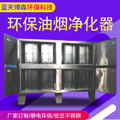厂家订制三万风量以上大型商用厨房低空不锈钢静电环保油烟净化器|ms