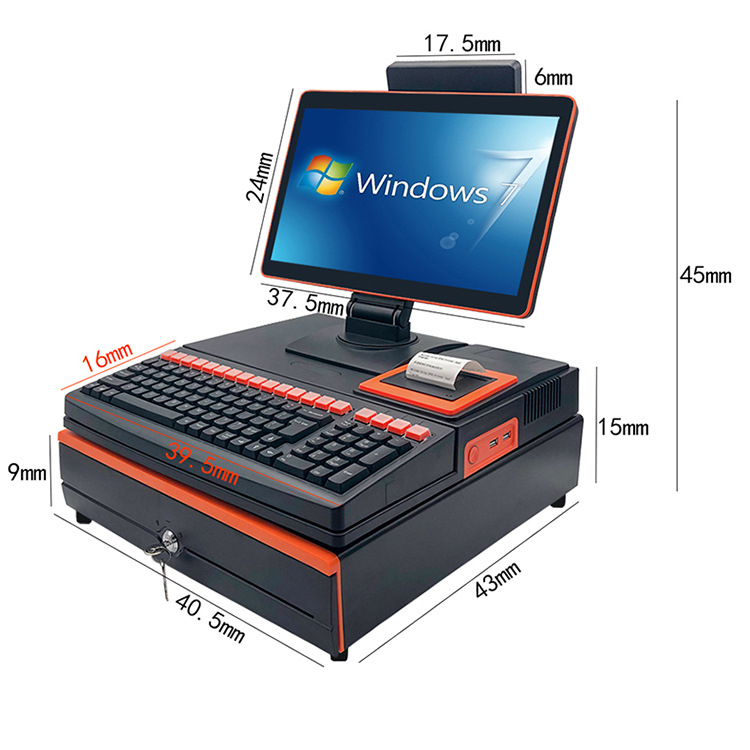 15寸单屏双屏POS收银机收款机点餐机壁挂式触摸屏一体机餐饮超市