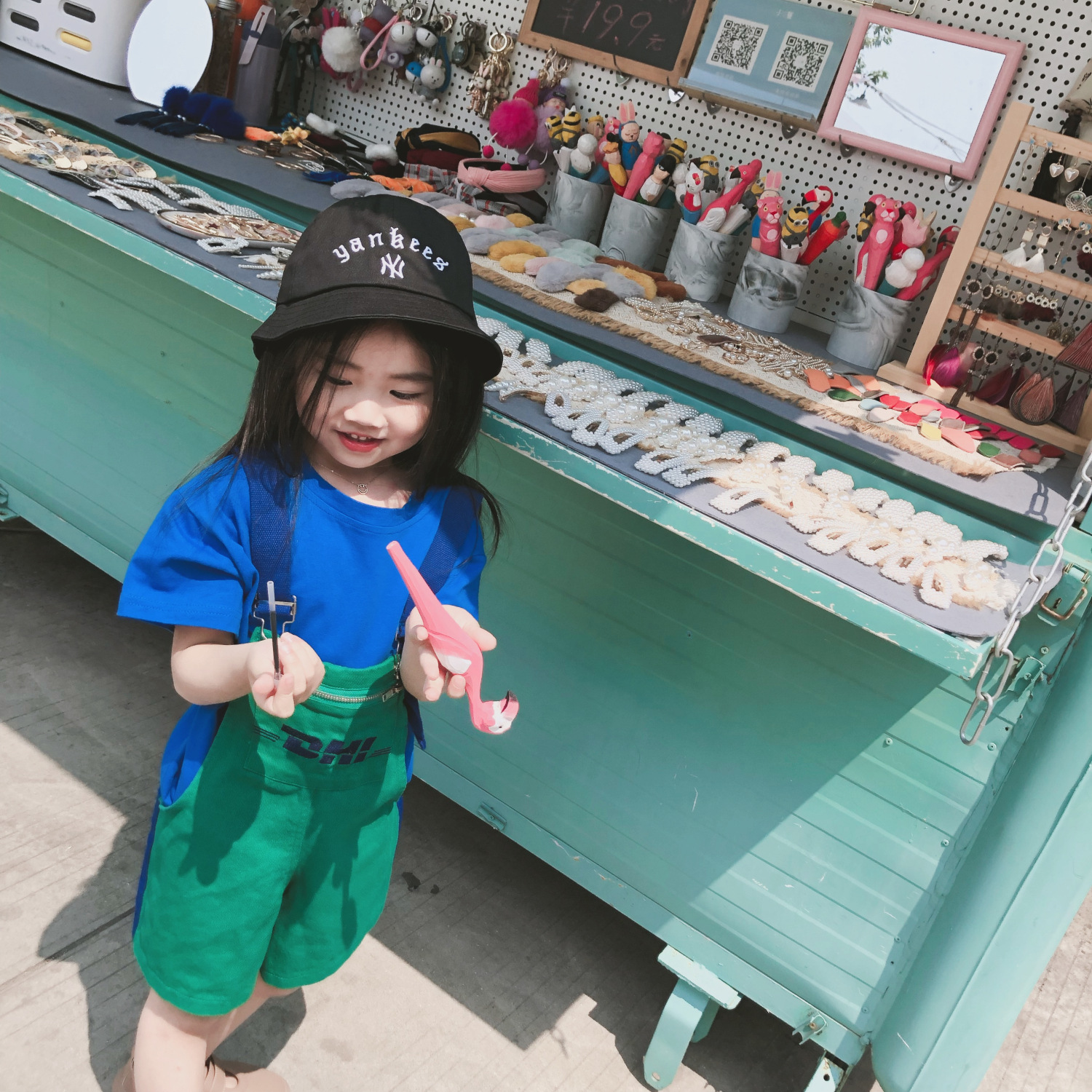 儿童背带裤2019夏季新款韩版宝宝洋气背带短裤女童可调节百搭裤子|ms