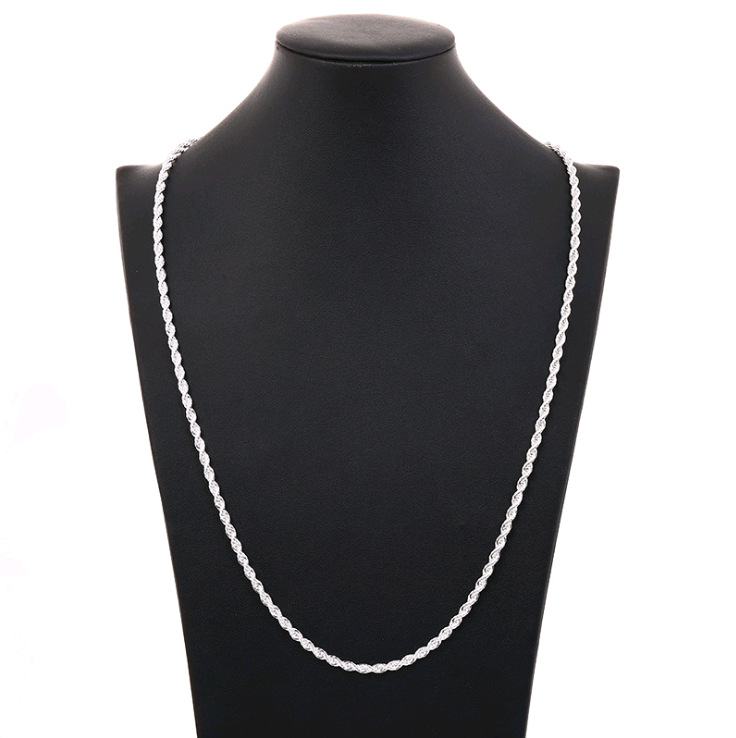 Trend Jewelry Twist collar plateado 4MM Flash cuerda trenzada collar 26 pulgadas