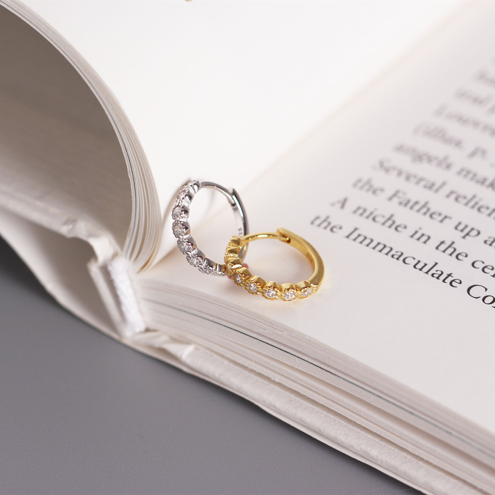 Geometric Fashion 925 Sterling Silver Gem Diamond Earrings display picture 8