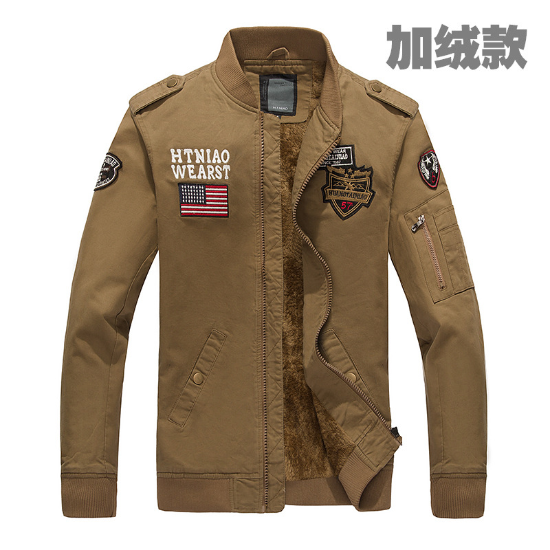 Nueva transfronteriza primavera y otoño ejército ropa de trabajo chaqueta de los hombres forrado de lana de los hombres de la Fuerza Aérea N ° 1 chaqueta casual AliExpress