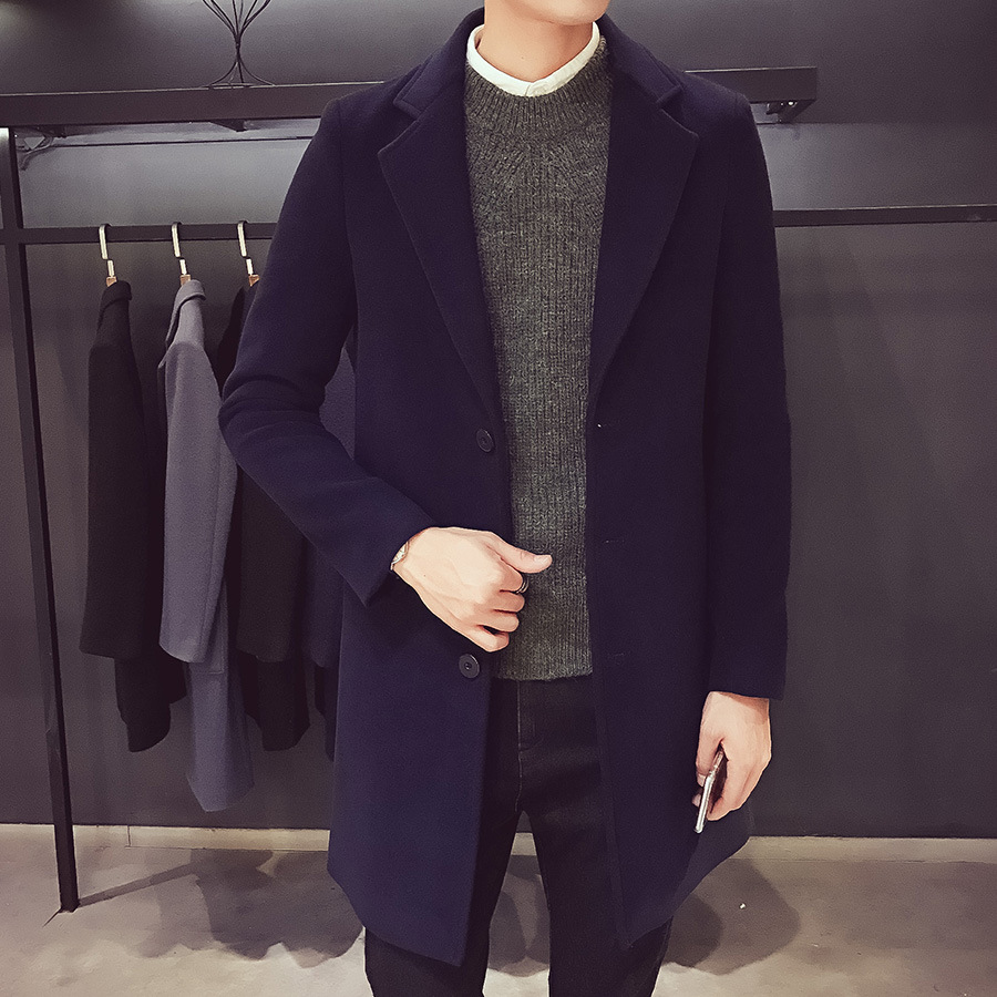 Gabardina de los Hombres estilo coreano otoño e invierno abrigo de lana de longitud media abrigo de lana 2022 nuevos hombres de Moda Ropa de otoño