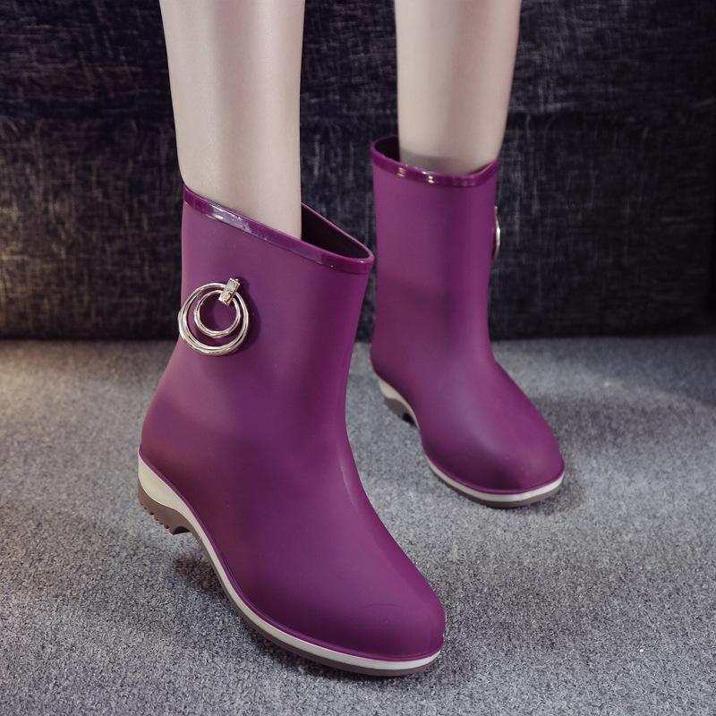 purple rubber boots