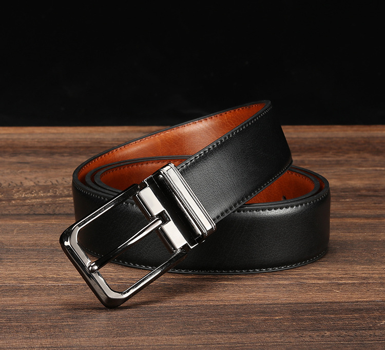 3396 Unisex Genuine Leather Casual Dress Belt With Buckle And Reversible Men main image 3