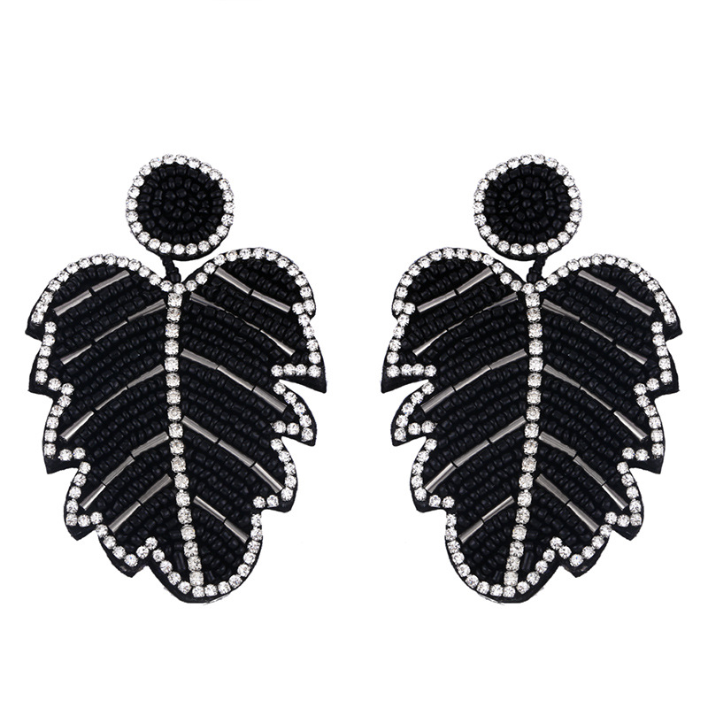 Creative Bohemian Leaf Earrings Alloy Diamond Crystal Beads Earrings Women display picture 3