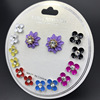 Fashionable colorful earrings flower-shaped, multicoloured spray paint, card holder, set, accessory, suitable for import, new collection, 7 pair