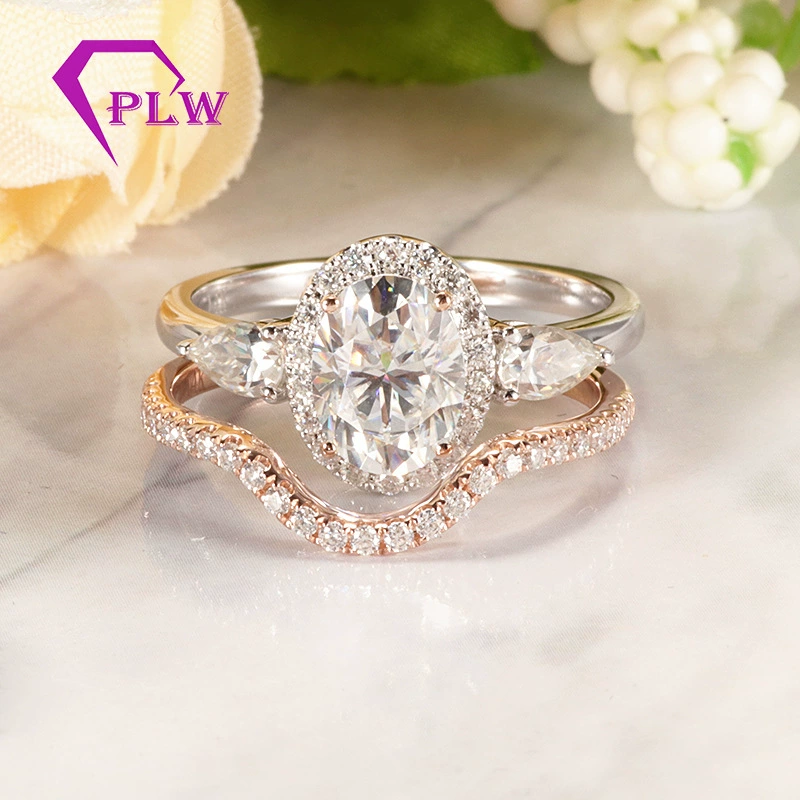 Ebay Европейское и американское кольцо с темпераментом 14K Золотое Кольцо женское D-образное овальное кольцо в форме яйца с муассанитовым бриллиантом обручальное кольцо