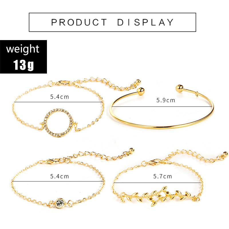 New Jewelry Fashion Popular Leaves Diamond Circle Alloy Bracelet Bracelet 4 Piece Set Jewelry display picture 1