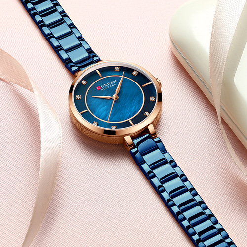 CURREN/Karen 9051 women's shell waterproof watch simple small dial round fashionable women's watch