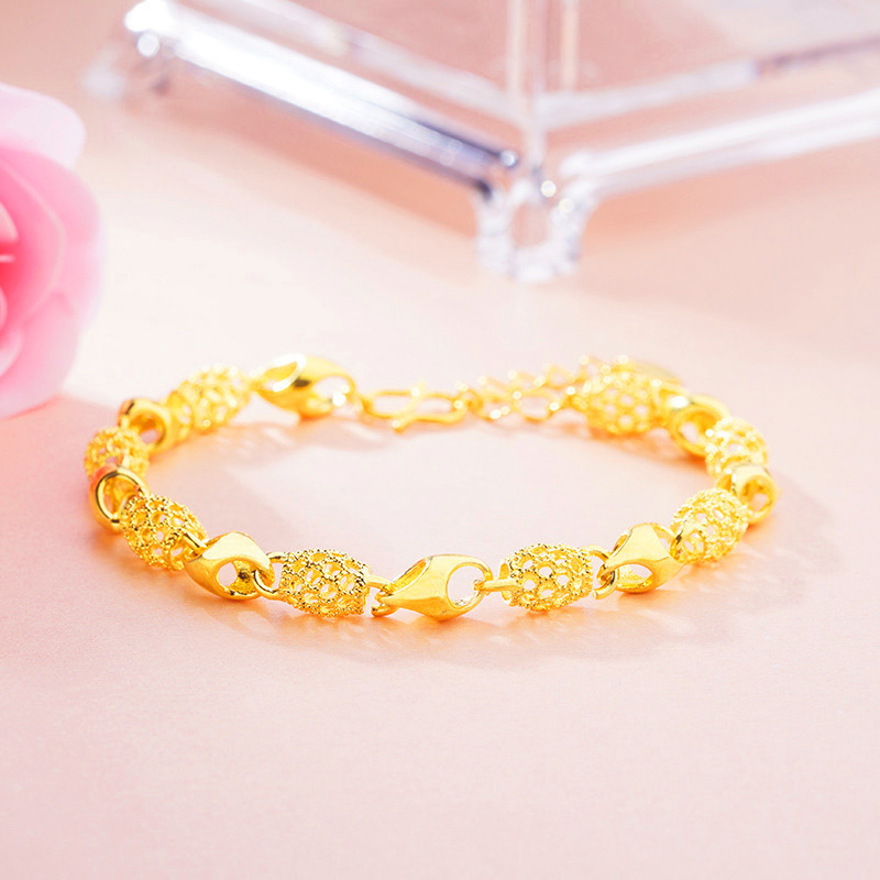 Venta al por mayor de Vietnam oro hueco exquisito pulsera Chapado en cobre 24K oro joyería de la mano de las mujeres transfronterizas accesorios calientes