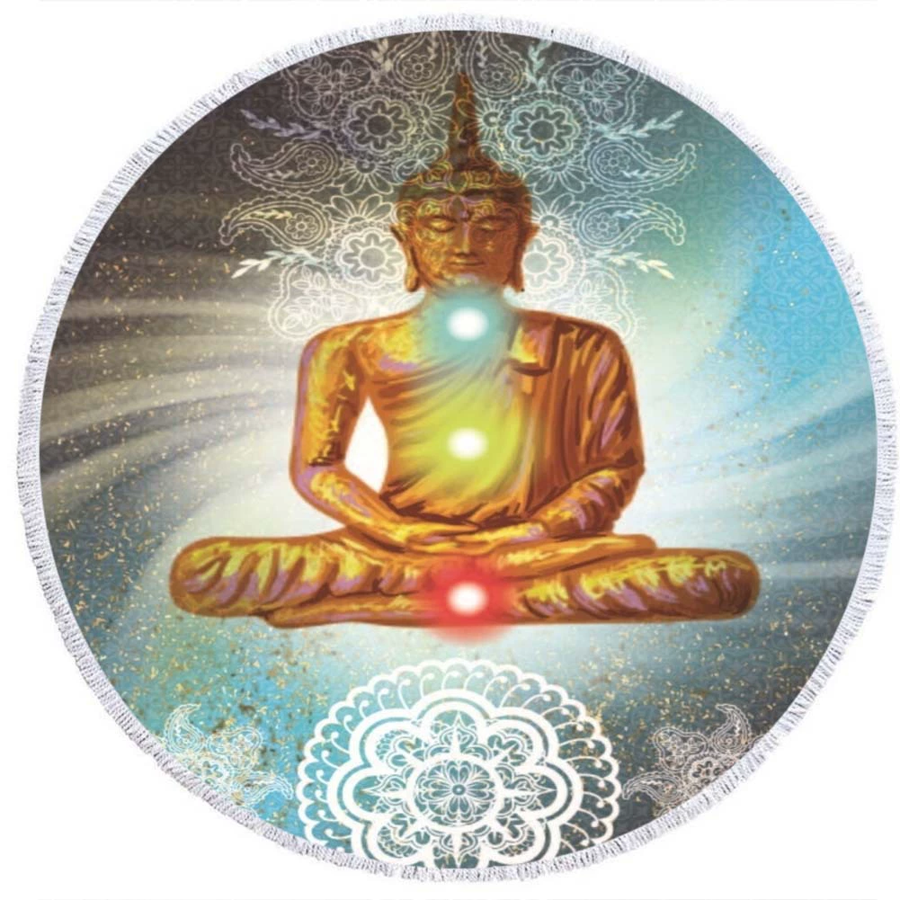 2 день мода волосы Мандала круглый печатных пляжное полотенце из микрофибры пляж Подушка 150 кисточкой края