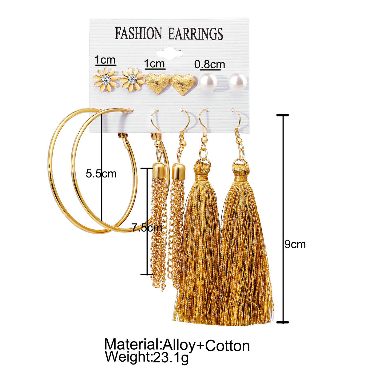 New  Diamond Tassel 6 Pairs Of Earrings  Set display picture 20