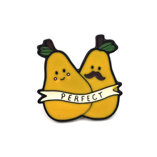 INS风可爱黄色苹果 PERFECT滴油胸针饰品 牛仔帆布徽章饰品