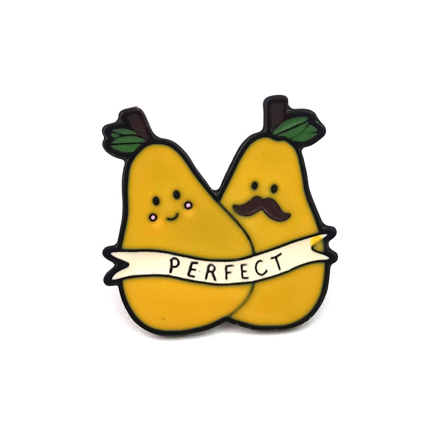 INS风可爱黄色苹果 PERFECT滴油胸针饰品 牛仔帆布徽章饰品