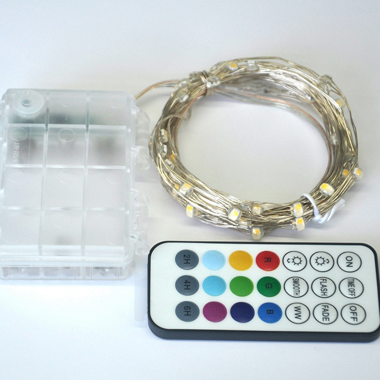 厂家直销三线RGB 暖白3AA防水电池盒遥控装饰灯卧室遥控装饰灯|ru
